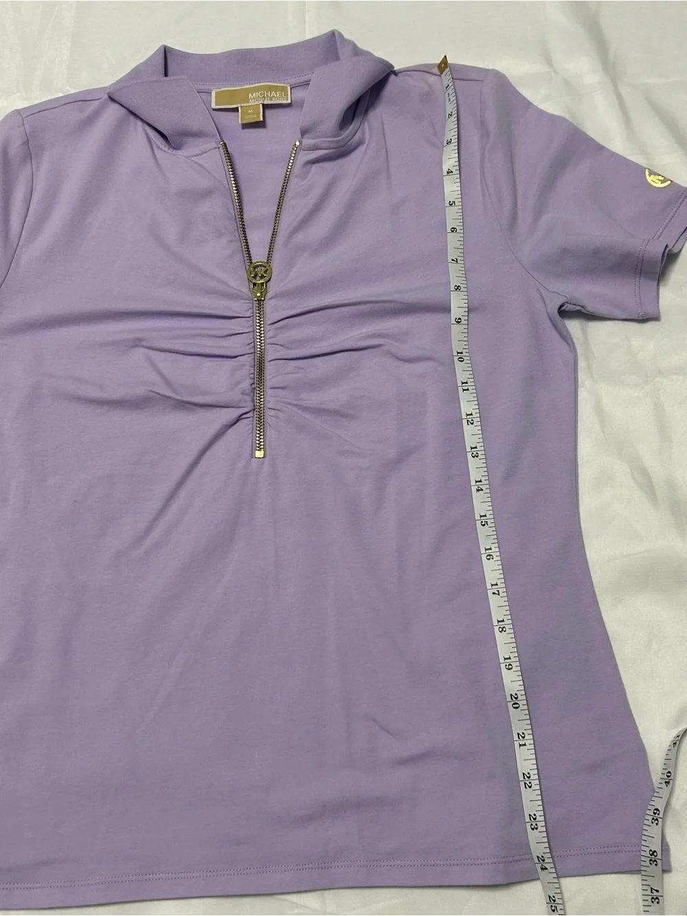 Michael Kors Lavender Short-Sleeve Zip Polo Top